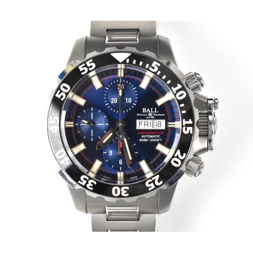 A BALL , Divers 600m, automatic, gents, titanium cased wristwatch, circa 2019, model NEDU, having a blue dial with luminous baton markers, subsidiary dials, centre seconds, date and day aperture at '3', on titanium bracelet, with original secure hard plastic travel case and paperwork, 44.5mm
If there is no condition report shown, please request