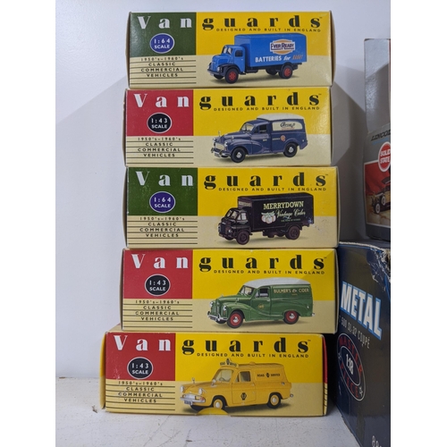 14 - Eight Vanguard boxed models along with a Revell metal model of a Mercedes 500 SL – 32 Coupe 1/18 sca... 