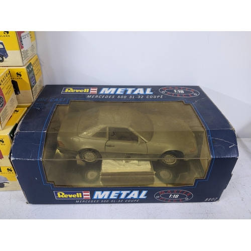 14 - Eight Vanguard boxed models along with a Revell metal model of a Mercedes 500 SL – 32 Coupe 1/18 sca... 