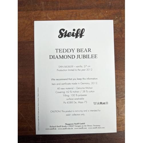 26 - A Steiff Danbury Mint Diamond Jubilee Teddy Bear, with commemorative years on his left foot (1952 – ... 