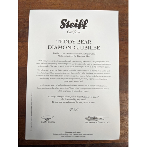 26 - A Steiff Danbury Mint Diamond Jubilee Teddy Bear, with commemorative years on his left foot (1952 – ... 