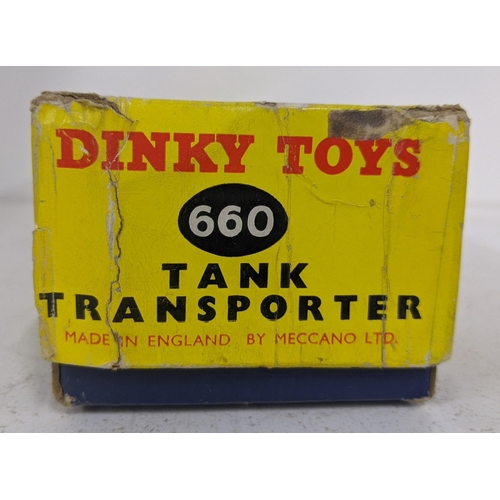 30 - A Dinky Supertoys 660 Tank Transporter, hauled by a Thorneycroft Mighty Antar Tractor boxed, and a D... 