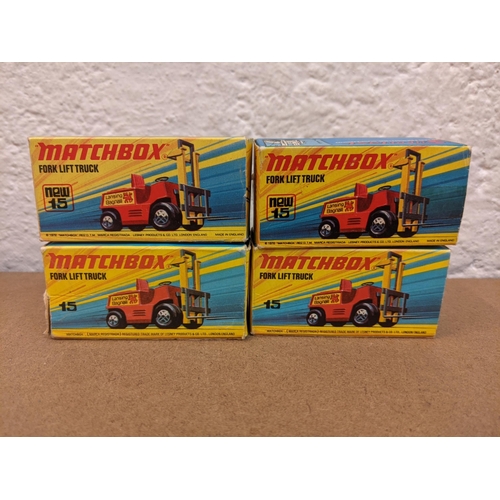 40 - Four Matchbox forklift trucks, two from the “75 collection” from 1978 and two “New 15” models from 1... 