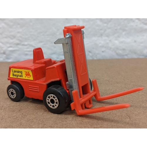 41 - Four Matchbox forklift trucks, three boxed, all number 15 and all dated 1972 underneath with Lansing... 