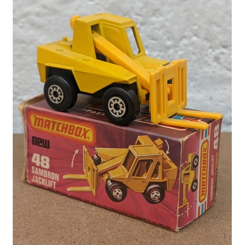 41 - Four Matchbox forklift trucks, three boxed, all number 15 and all dated 1972 underneath with Lansing... 