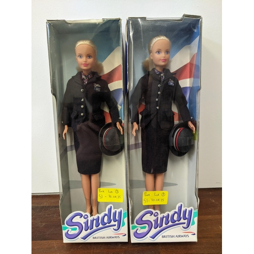 51 - Three boxed British Airways Sindy Dolls wearing cabin crew uniform, one 1993 doll and two of the sam... 