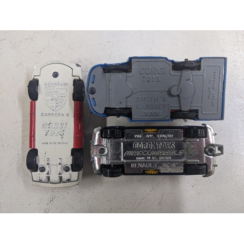 55 - A collection of Corgi model vehicles to include a Lunar Buggy, a Smith's Karrier van, a Ferrari Dayt... 