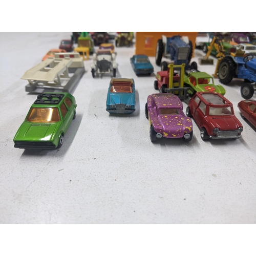56 - A collection of Matchbox model vehicles to include a Baja Buggy, a Mercury Police car, a Renault 17 ... 