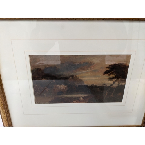 10 - Three framed and glazed pictures to include a signed watercolour depicting a river landscape signed ... 