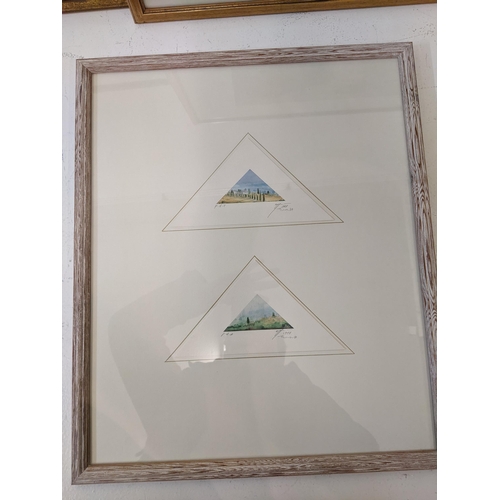 10 - Three framed and glazed pictures to include a signed watercolour depicting a river landscape signed ... 