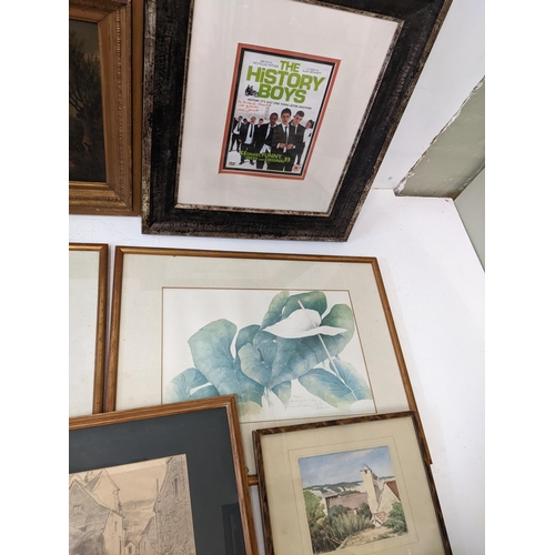 20 - A group of framed pictures to include a signed Ida Kirkpatrick watercolour, titled 'Sunset' Farnham ... 