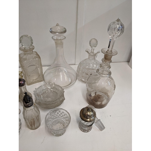 22 - Glassware to include 18th century and later glassware such as decanters, a vase, and other items
Loc... 