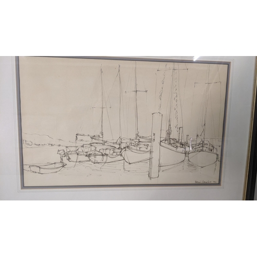 37 - Denis Lonsdell - two harbour scenes to include an oil signed to the lower left, framed and glazed 79... 