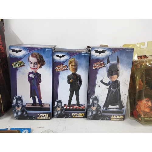 63 - Toys to include three Batman-themed Headknockers - The Joker, Two-Face, Batman, a Freddy Krueger fig... 