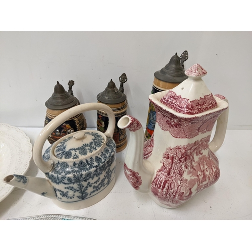 9 - A  mixed lot of ceramics to include a Masons Ironstone Vista pattern teapot, a Bursley ware Charlott... 