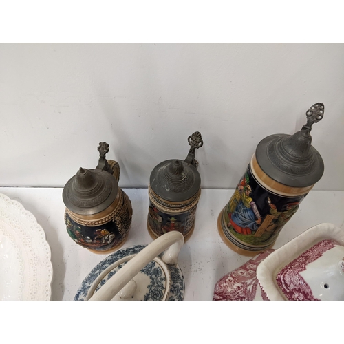 9 - A  mixed lot of ceramics to include a Masons Ironstone Vista pattern teapot, a Bursley ware Charlott... 