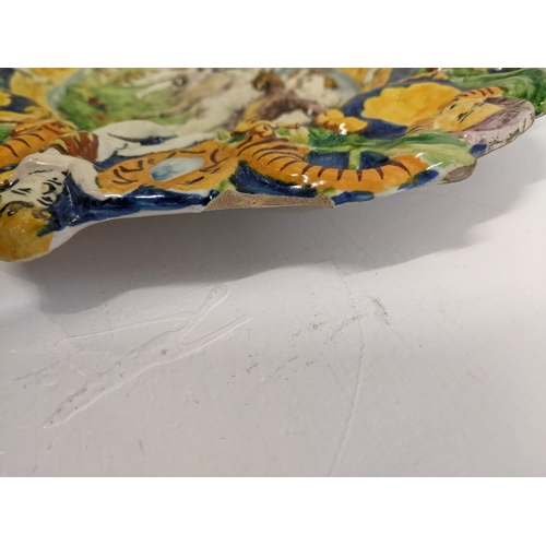 26 - An Italian Majolica dish, 29.5cm w x 24.5cm A/F
Location: R1-2
If there is no condition report shown... 