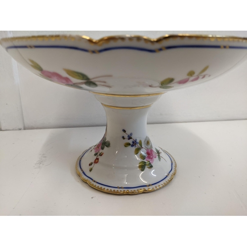 28 - A Sevres style comport with a floral pattern and gilt edges, 13cm h x 21cm w
Location: 1.5
If there ... 