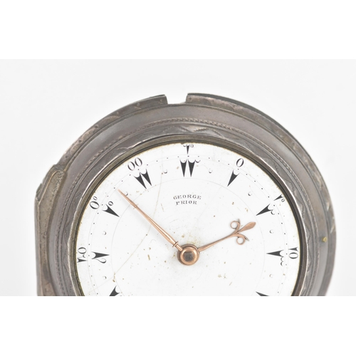 46 - A George III silver pair cased pocket watch by George Prior, the white enamel dial having black mark... 