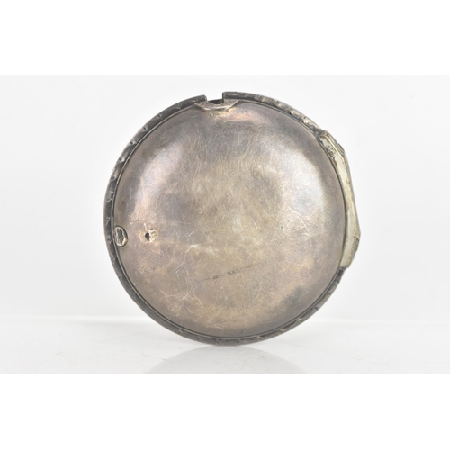 46 - A George III silver pair cased pocket watch by George Prior, the white enamel dial having black mark... 