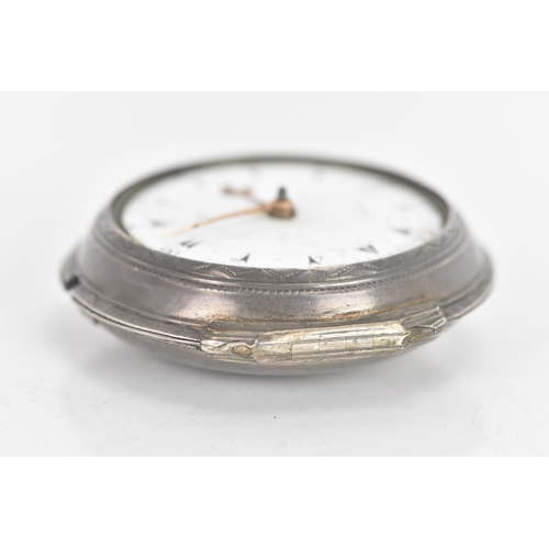 46 - A George III silver pair cased pocket watch by George Prior, the white enamel dial having black mark... 