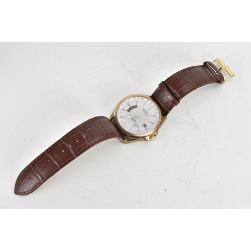 57 - A Citizen Eco-Drive Radio Controlled Perpetual Calender WR100, quartz, gents wristwatch, the white d... 