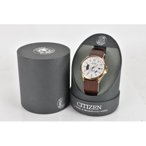 57 - A Citizen Eco-Drive Radio Controlled Perpetual Calender WR100, quartz, gents wristwatch, the white d... 