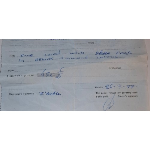 53 - A 1970's dark brown ranch mink coat with matching belt having a shawl collar and tapered waist, appr... 