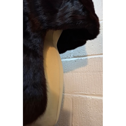 55 - A 1960's dark brown mink stole in the style of a cape. Location:Rail