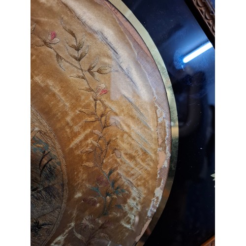 31 - A Georgian silk and embroidered ebony framed picture of a mother and child 28.5cm wide x 36cm high b... 