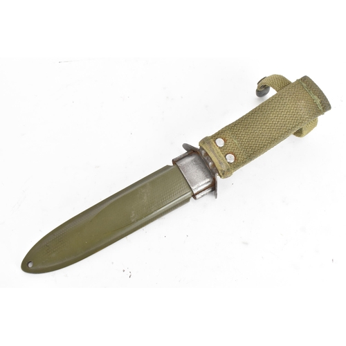 An American M3 Fighting Knife with M8 Scabbard, WWII Era, by B.M