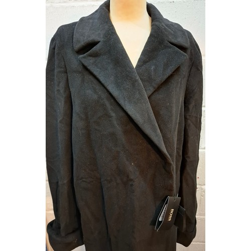 10 - Hugo Boss- A ladies unworn black full length virgin wool coat with original tags, UK16 (RRP £499). L... 