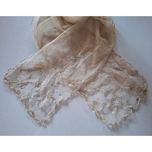 40 - A late 19th Century Maltese cream lace wedding veil A/F with characteristic Maltese cross design app... 