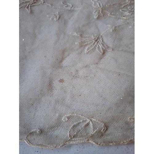 40 - A late 19th Century Maltese cream lace wedding veil A/F with characteristic Maltese cross design app... 