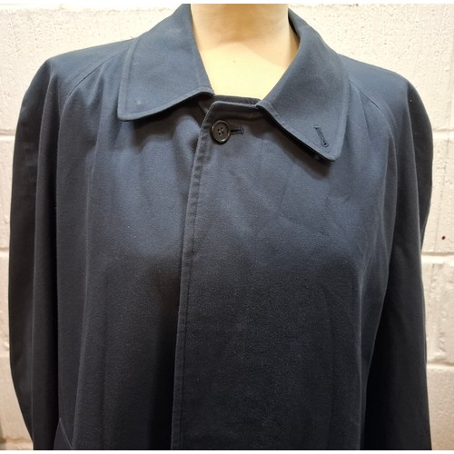 13 - Burberrys- A late 20th Century navy Camden Heritage car coat, size 46 long with navy tartan lining. ... 