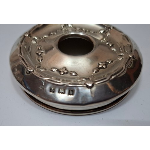 39 - A collection of 10 mixed cut glass dressing table scent bottles and jars, all with silver collars/li... 