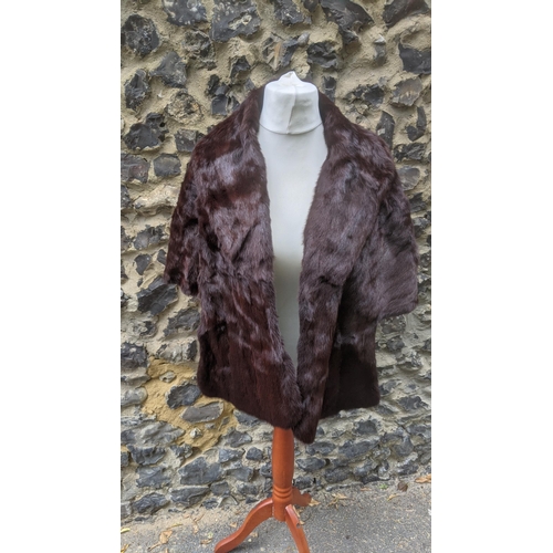 55 - A 1960's dark brown mink stole in the style of a cape. Location:Rail