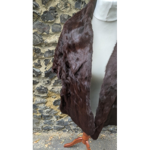 55 - A 1960's dark brown mink stole in the style of a cape. Location:Rail