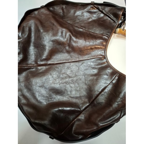 10 - YSL- A Rive Gauche brown buffalo leather boho style shoulder bag with Mombasa horn and silver tone h... 