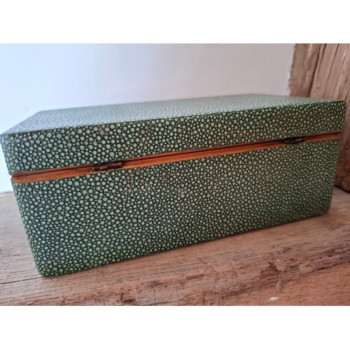 37 - A vintage Shagreen box with 2 sections to the wooden interior
Location: R1.3
If there is no conditio... 