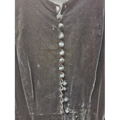 59 - A mid 20th Century black astrakhan swing coat with tapered waistline approx 36