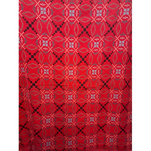 61 - A 1960's red ground Gilmores Village Weave reversible wool blanket, approx 66