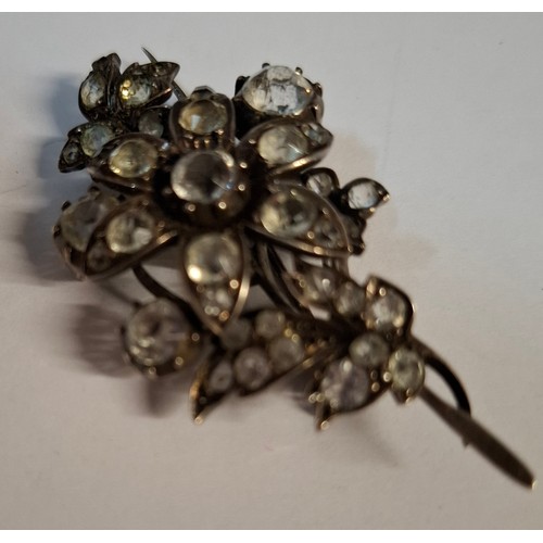 56 - A Sharmaine of Paris gold plated floral brooch with inset amber and citrine coloured glass stones, a... 