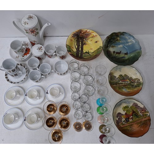 38 - A quantity of 1950's and 60's ceramics and glassware to include a Myott part coffee set, an Alfred M... 