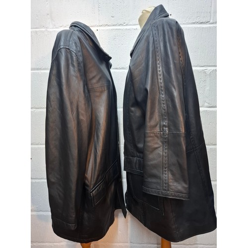 28 - Mercedes Benz-A late 20th Century gents black soft leather coat size XL (approx 44