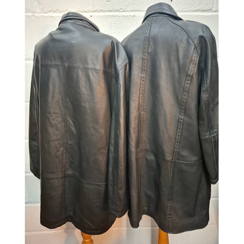 28 - Mercedes Benz-A late 20th Century gents black soft leather coat size XL (approx 44