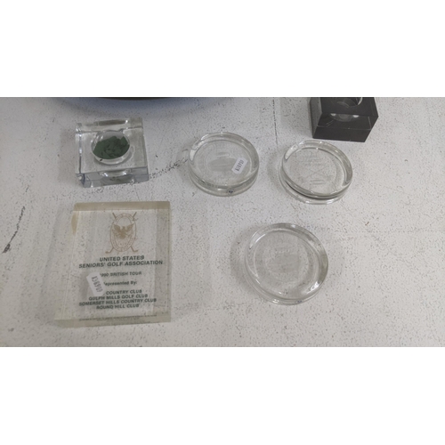 61 - Glassware to include a Wedgwood oval shaped blue glass bowl, measuring 35.5 cm W along with an unmar... 