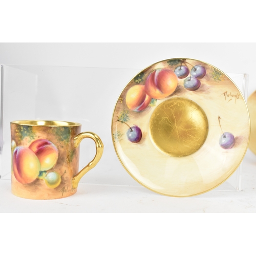 113 - Six Royal Worcester porcelain coffee cans and saucers, by William Roberts, post-war, artist signed, ... 