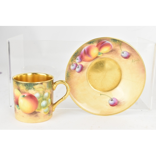 113 - Six Royal Worcester porcelain coffee cans and saucers, by William Roberts, post-war, artist signed, ... 