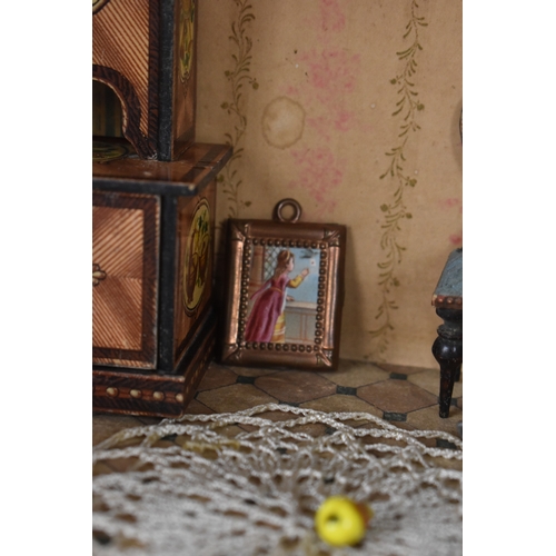 186 - An early 20th century furnished blue roof dollhouse made for the French Market by Moritz Gottschalk,... 